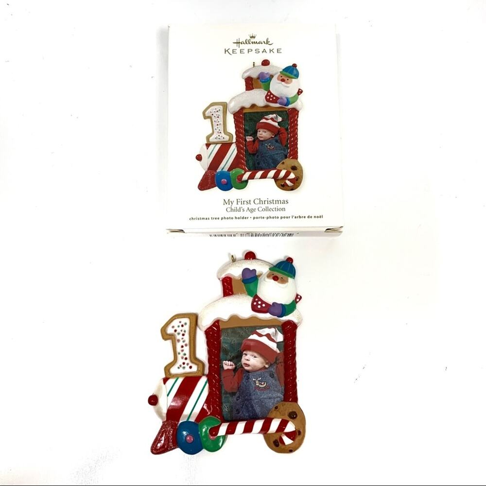 Hallmark Keepsake My First Christmas Train Photo Ornament NIB